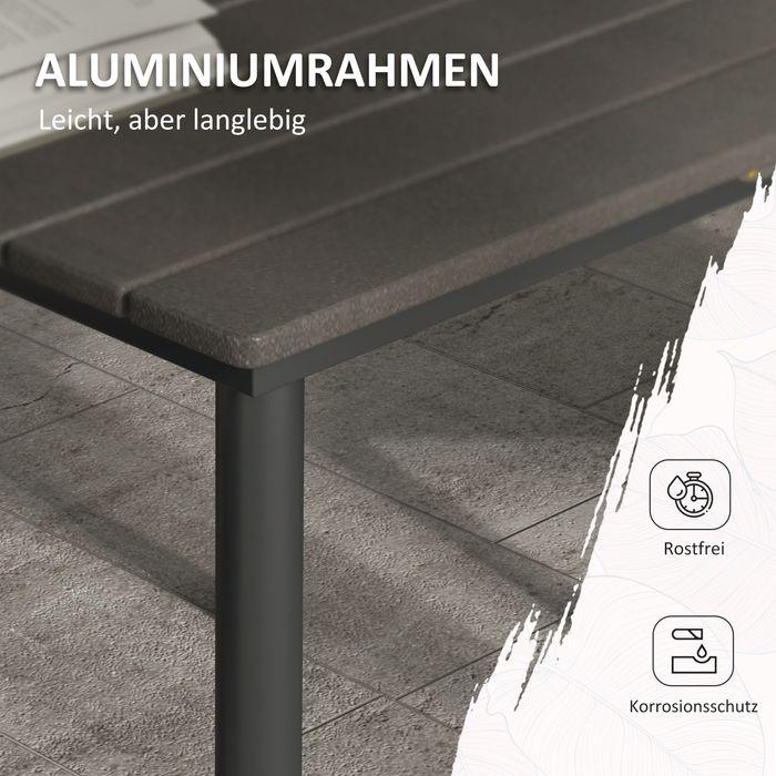 Image du produit Swisshandel24 Table de jardin table à manger 4 personnes trou de parapluie cadre à lattes HDPE gris foncé (90 cm)