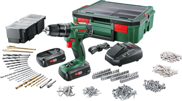2 battery packs PBA 18 V 1.5 Ah W-A, SystemBox, 241-piece accessory set (1 619 GT7 900), charger AL 18V-20, box