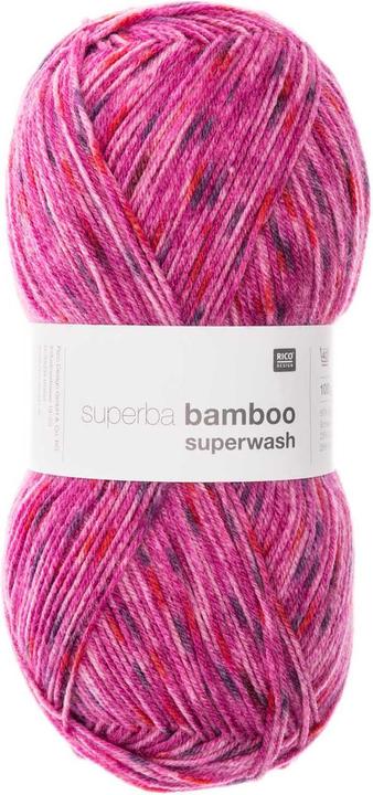 Produktbild Rico Design Wolle Bamboo für Socken 4-fädig, 100 g, Konfetti Pink (420 m)