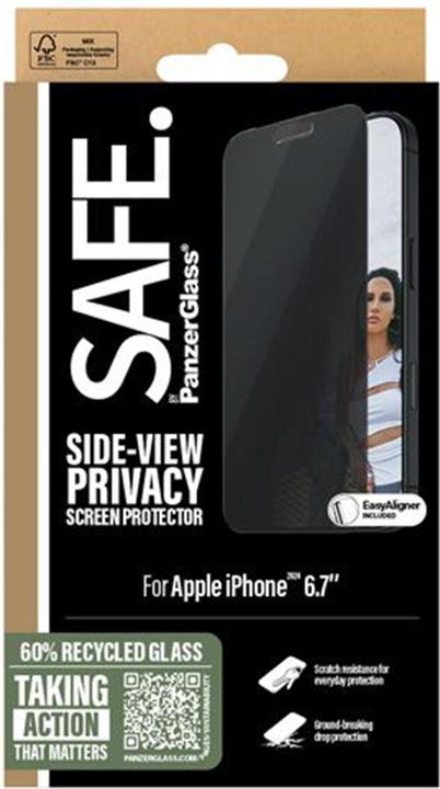 Actual product image PanzerGlass SAFE. Privacy Screen Protector iPhone '24 6.7" Ultra-Wide Fit (1 Piece, Apple iPhone 16 Plus)