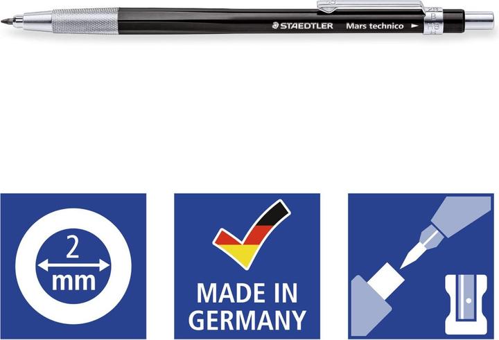 Produktbild Staedtler Fallminenstift Mars technico 780 C schwarz für 2 mm Minen mit Clip und Drücker (2 mm, HB, 1 x)
