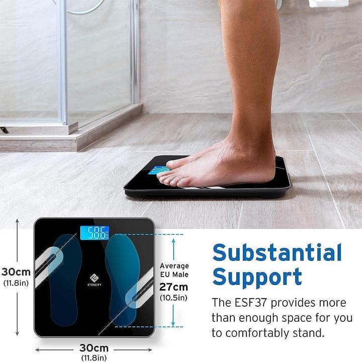 Actual product image Etekcity Bluetooth Body Fat Scale Smart Digital Scale- Black (180 kg)