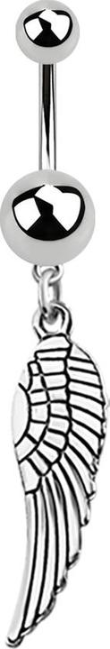 Produktbild Star Piercing Banane silber mit Anhänger Engelslügel Kontur (ohne Messing, Chirurgenstahl 316L)