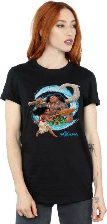 Actual product image Disney Womens/Ladies Moana And Maui Wave Cotton Boyfriend T-Shirt (M)