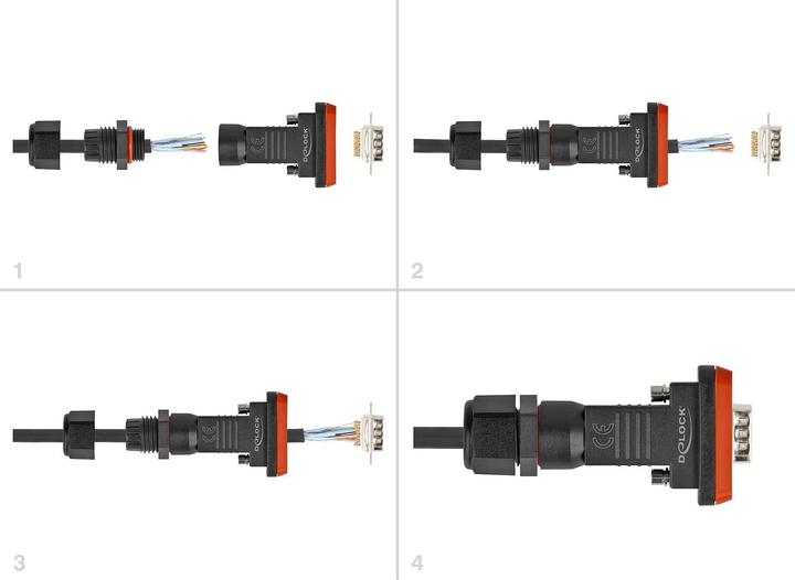 Produktbild Delock Adapter D-Sub HD 9 Pin Stecker mit Gehäuse IP67 wasserfest (Sub-D 9, 8 cm)