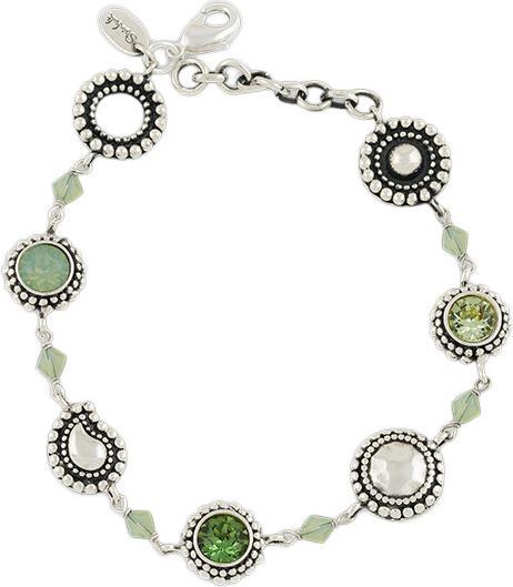 Image du produit Steinkult Bracelet avec pierres de cristal "Sheila (21 cm, Laiton argenté, Cristallin)