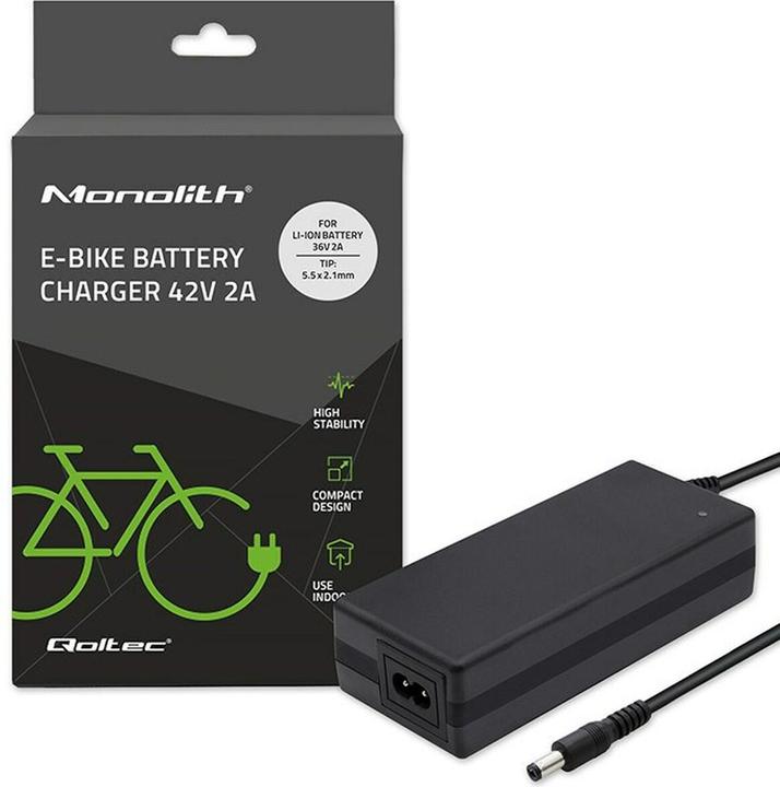 Produktbild Qoltec Ładowarka do baterii roweru elektrycznego 36V | 42V | 2A | 5.5*2.1 (E-Bike Ladegerät)