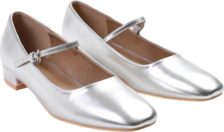 Immagine prodotto Where's That From Minsk Ballerine Metallica PU Tacco Basso Donna (36)