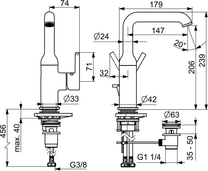 Actual product image Hansa HANSAVANTIS Style basin mixer, with waste set, 147 mm projection, 54542207