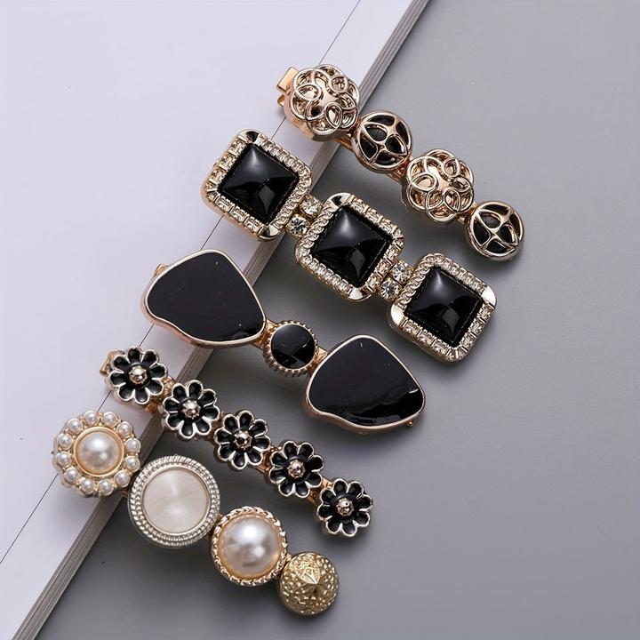 Immagine prodotto Activity Board 5pcs Elegante Haar Seite Clips Faux Perle Dekorative Haar Pony Clips Strass Pony Clips Trendy (5 pz.)