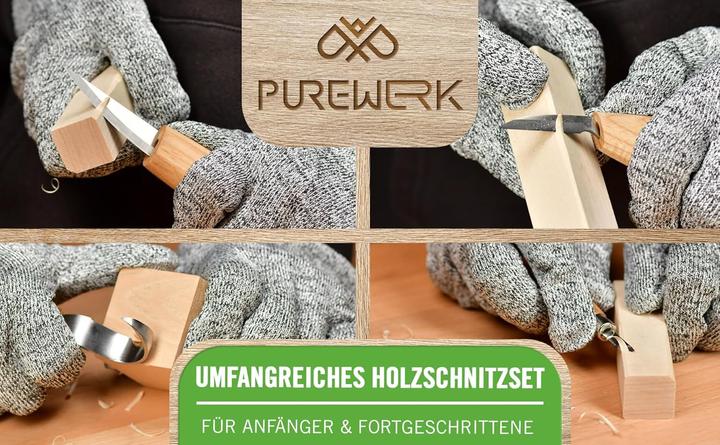 Produktbild Purewerk Holzschnitzset für Erwachsene (22-teilig)