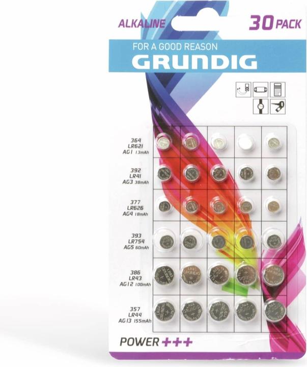 Actual product image Grundig Power+++ (30 pcs., LR621., LR754, LR43, LR44, LR41, AG4, 155 mAh)
