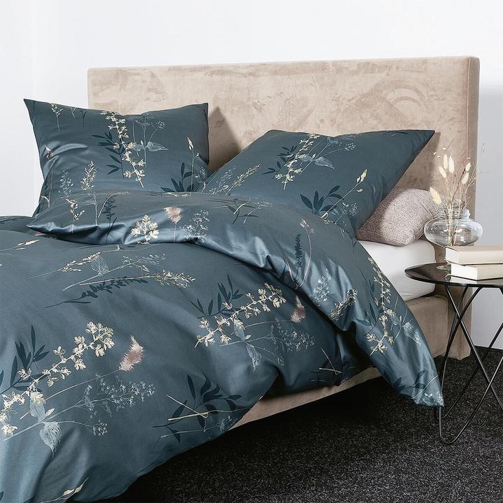 Image du produit Janine Mako-Satin linge de lit moments 98114 bleu nuit (Set de linge de lit, 155x200 cm + 80x80 cm)