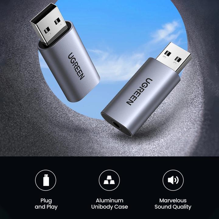 Actual product image Ugreen USB 2.0 to Audio Adapter USB Sound Card Stick (USB)