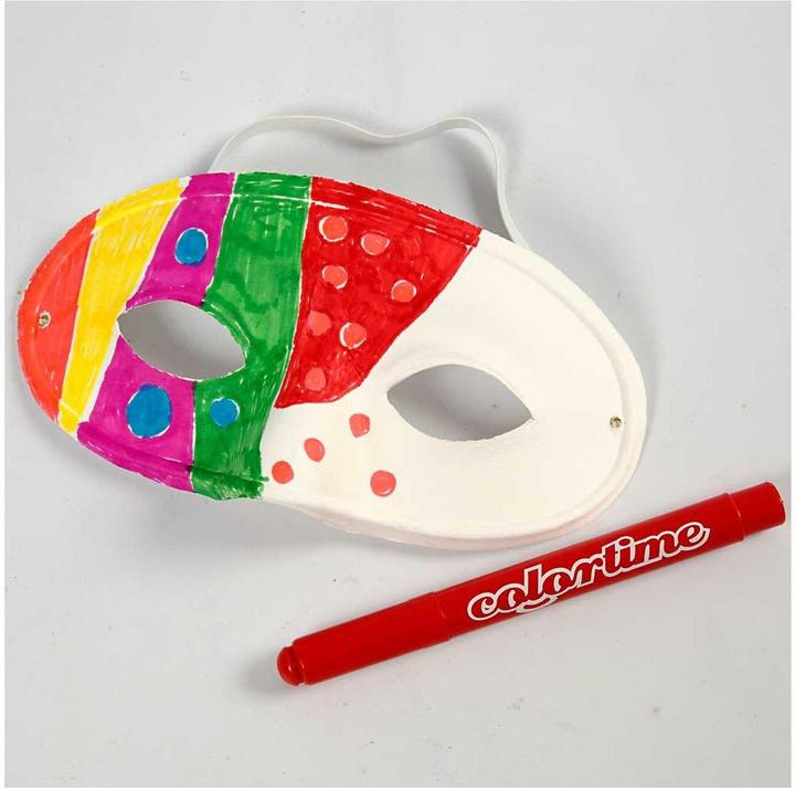 Produktbild Creativ Company Partyaccessoire Halbmaske Weiss, 10 Stück