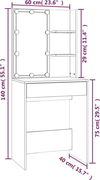 Actual product image VidaXL Milakhna (74.5 x 40 x 141 cm)