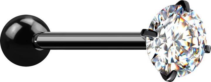 Immagine prodotto Star Piercing Barbell schwarz mit Kugel und Kristall silber gefasst (senza ottone, Acciaio chirurgico 316L)
