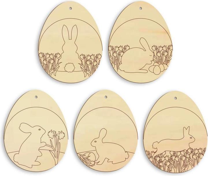 Actual product image Trenddeko Tree ornaments Easter eggs with bunnies with hanger (5.5 x 7 cm)