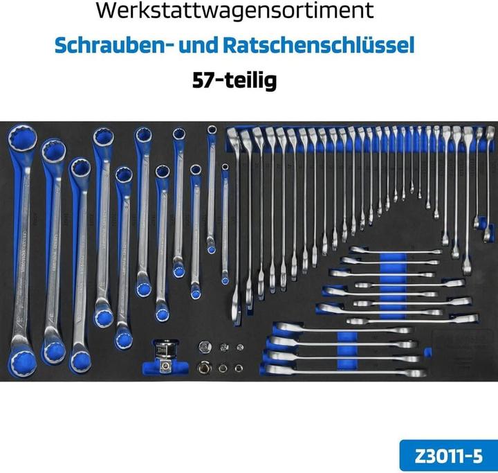 Actual product image SW-Stahl Z3209 Professional workshop trolley TT802 black I 8 drawers I 3 drawers filled I 304 parts (304 x)