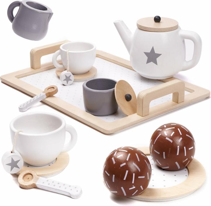 Produktbild Ikonka Kaffeeservice aus Holz fuer 2 Personen