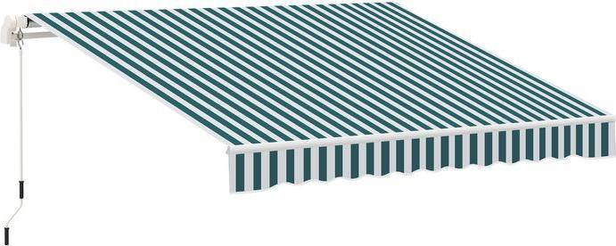Produktbild Swisshandel24 Gelenkarmmarkise 4m mit Handkurbel Alu Weiss+Grün 395x245 cm (2.45 m)