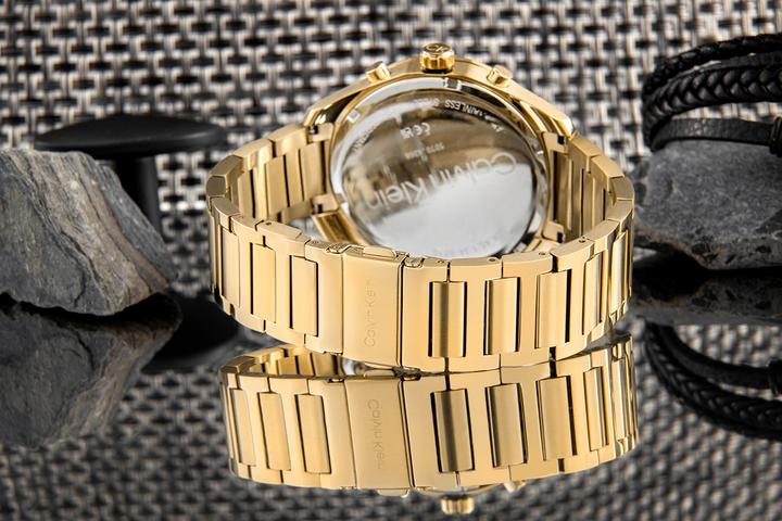 Actual product image Calvin Klein CK25200266 Force Heren Horloge - Mineraalglas - Staal - Goudkleurig - 45 mm breed - Quartz - V