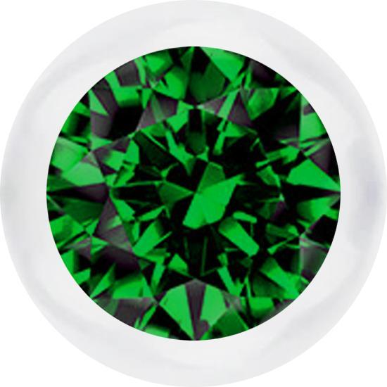 Produktbild Star Piercing Kugel transparent mit Kristall grün (ohne MessingChirurgenstahl 316L, Bioflexohne Messing)