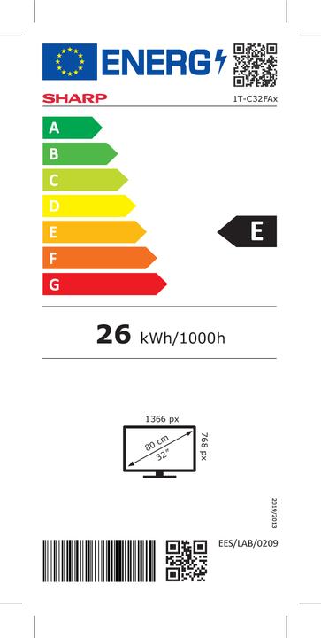 Energy Label Sharp 32FA2E (32", LED, HD ready, 2023)