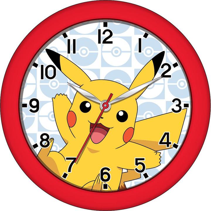 Actual product image Accutime Children's wall clock Pikachu (red, yellow), round analogue clock in Pokémon design, educational