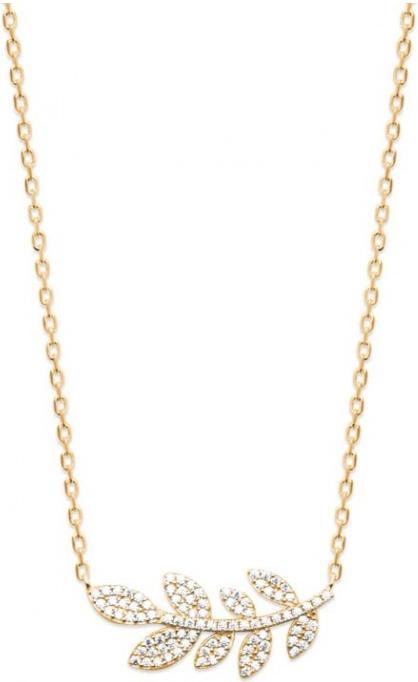 Actual product image Lara Gold plated NECKLACE - 40+2+3 - ZIRCONIA - BRANCH