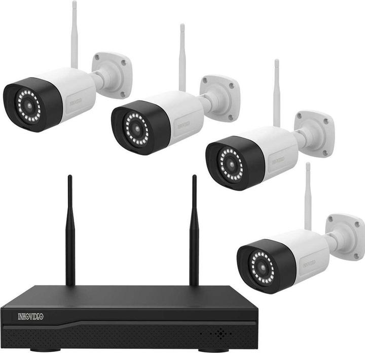 Produktbild Inkovideo Überwachungskamera Set WLAN IP 4 Kanal mit Kameras 1920 x 1080 Pixel (1920 x 1080 Pixels)