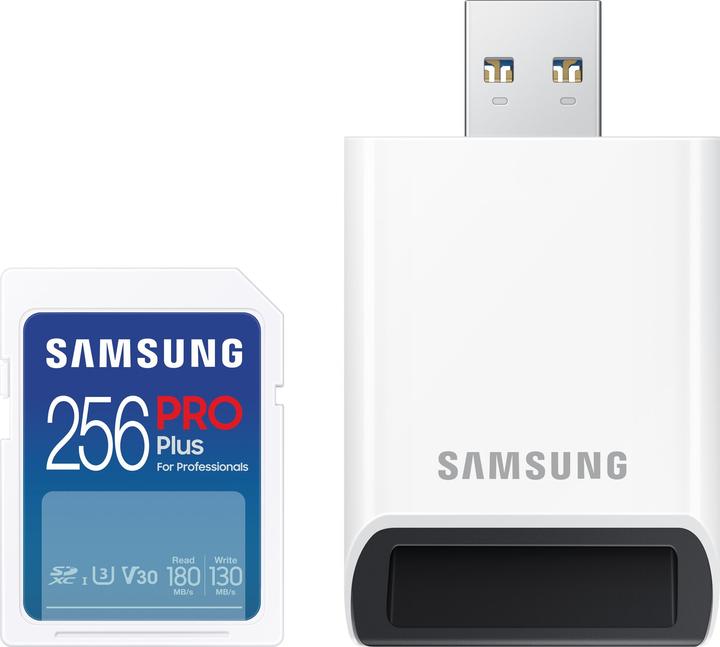Samsung Karta pamięci SD PRO Plus MB-SD256SB/WW 256GB + czytnik (256 GB, SD, U3, UHS-I)