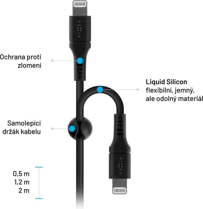 Image du produit Fixed Liquid Silicone Cable USB-C/Lightning, 2m, noir (2 m)