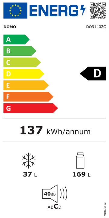 Etichetta energetica Domo DO91402C (206 l)