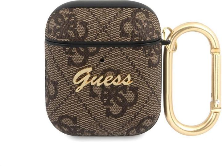 Actual product image Guess GUA24GSMW 4G Script PC|PU Case for Airpods 1|2 Brown (Headphone bag)