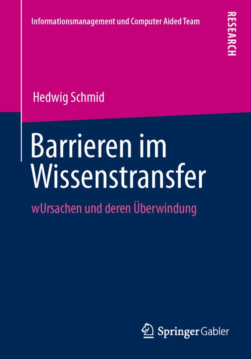 Produktbild Barrieren im Wissenstransfer (Deutsch, Hedwig Schmid, 2013)