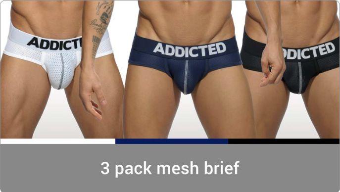 Addicted 3 Pack Mesh Brief Push up (M, 3er Pack)