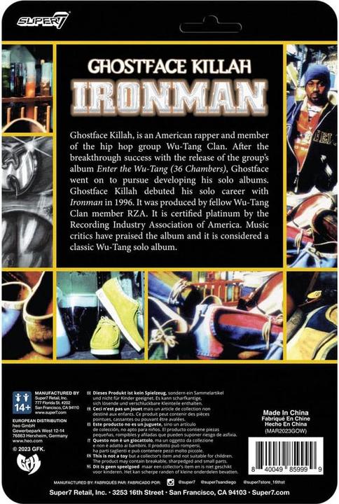 Actual product image Super7 Ghostface Killah ReAction Action Figure Ghostface Killah (Ironman) 10 cm