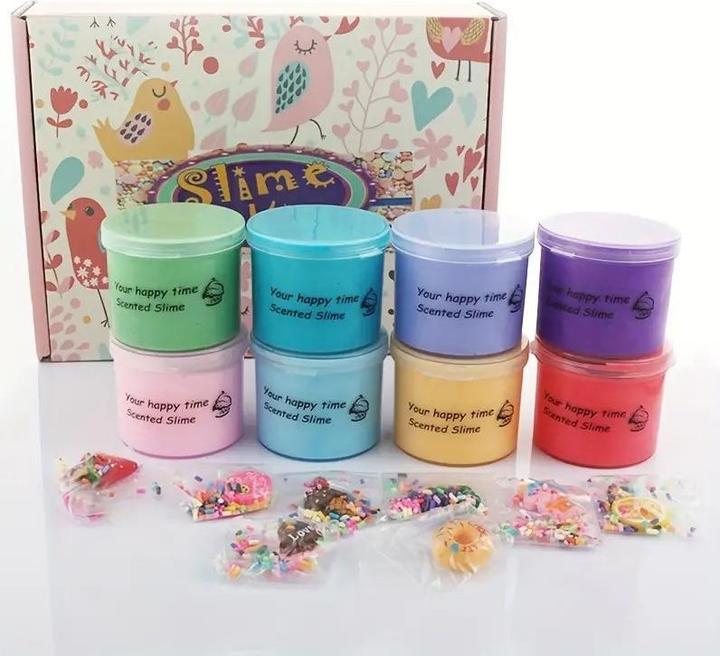 Produktbild Splash & Fun 8 Stück Farbbox matter Slime-Kit mit vielen Charms