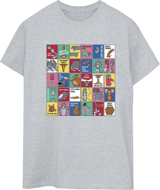Actual product image Tom & Jerry Womens/Ladies Grid Squares Cotton Boyfriend T-Shirt (M)