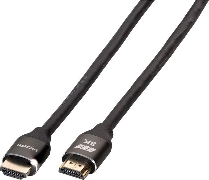 Image du produit EFB Elektronik Câble HDMI+ Ultra HighSpeed avec Ethernet 8K60Hz A-A-St, connecteur aluminium premium, 2m, noir (2 m, HDMI)