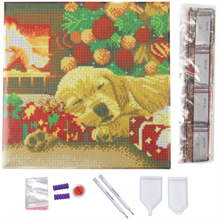 Image du produit Craft Buddy Chiot Labrador dormant, tableau 30x30cm Crystal Art