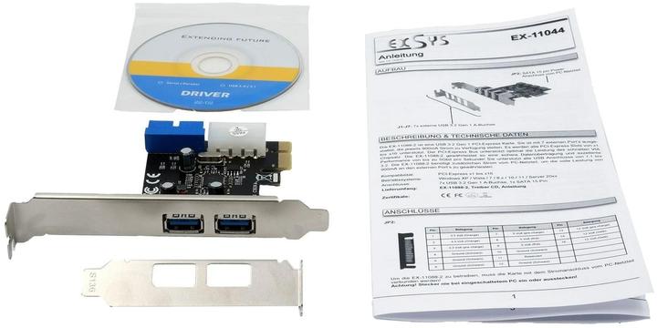 Actual product image Exsys GmbH PCIe USB 3.2 Gen 1 card with 2+2 ports (VIA chip set)