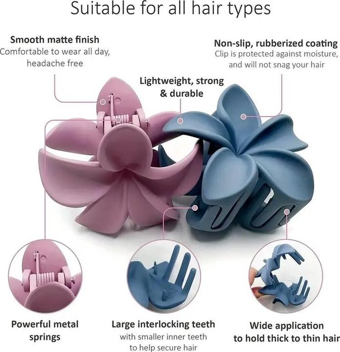 Produktbild ASMI 4 Stück Haarkrallen, Haarklammern Blumen (4 Stk.)