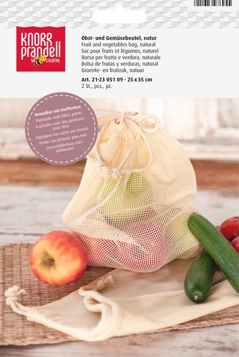 Image du produit Knorr Prandell Sac en coton pour fruits et légumes, blanc naturel, pour peinture sur tissu, 100 % coton