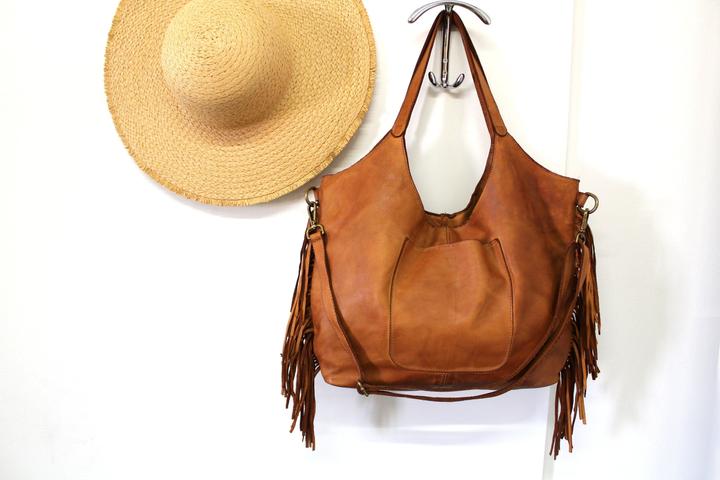 Immagine prodotto Only-Bags.Store Borsa a mano, borsa in pelle morbida, borsa a tracolla in pelle con frange