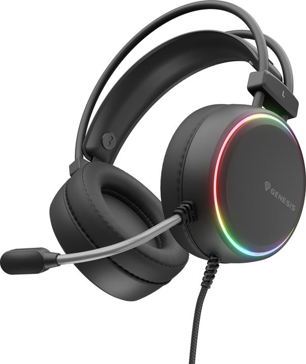 Image du produit Genesis Słuchawki SŁUCHAWKI NAUSZNE NEON 613 RGB Z MIKROFONEM PODŚWIETLENIE CZARNE (Filaire)