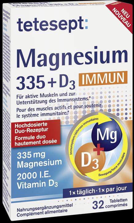 Produktbild Tetesept Magnesium 335 + Vitamin D3 Immun (32 Stück, Tabletten, 56 g)