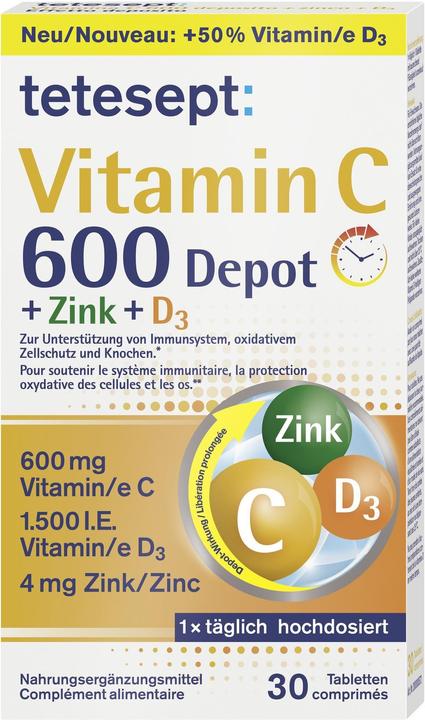 Produktbild Tetesept Vitamin C + Zink + D3 (30 Stück, Tabletten, 53 g)