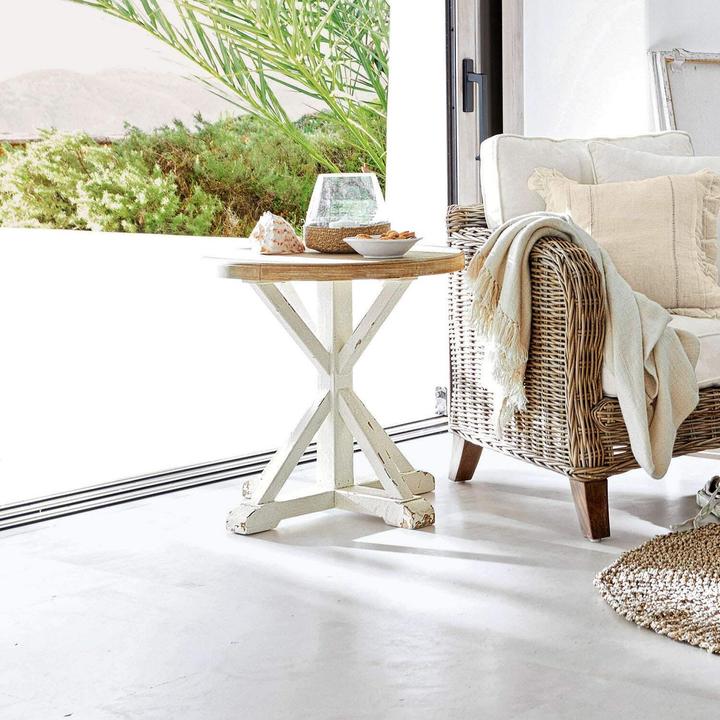 Actual product image Loberon Frapelle side table antique white/brown (H, 60 cm)